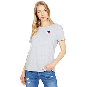 Tommy Hilfiger Women's Crew Neck Logo Tee, Stone Grey Heather Heart, XS Tommy Hilfiger Women's Crew Neck Logo Tee, Stone Grey Heather Heart, XS