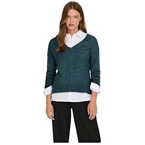 JDY Women's ELANORA L/S V-Neck PULLO. KNT NOOS Knit Sweater, Atlantic Deep/Detail:Melange, S JDY Women's ELANORA L/S V-Neck PULLO. KNT NOOS Knit Sweater, Atlantic Deep/Detail:Melange, S