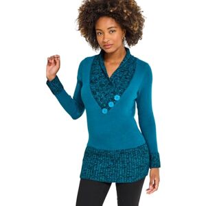 Joe Browns Womens Cosy Shawl Neck Button Detail Jumper Sweater, Teal, 10 UK Joe Browns Womens Cosy Shawl Neck Button Detail Jumper Sweater, Teal, 10 UK