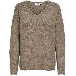 ONLY Women's ONLCAMILLA V-Neck L/S Pullover KNT NOOS Sweater, Caribou Detail: Melange, M ONLY Women's ONLCAMILLA V-Neck L/S Pullover KNT NOOS Sweater, Caribou Detail: Melange, M