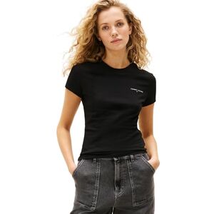 Tommy Jeans Women's Tjw Slim Linear Ss Tee Ext Dw0Dw21164 S/S T-Shirt, Black (Black), XS Tommy Jeans Women's Tjw Slim Linear Ss Tee Ext Dw0Dw21164 S/S T-Shirt, Black (Black), XS