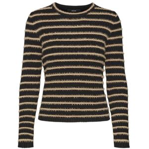 VERO MODA Women's Vmflo LS O-Neck Jumper Knitted, Black/Detail: w. Silver Mink, S VERO MODA Women's Vmflo LS O-Neck Jumper Knitted, Black/Detail: w. Silver Mink, S