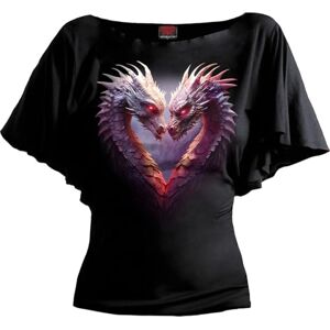 Spiral Heart of Dragons Boat Neck Bat Sleeve Top Black 3XL Spiral Heart of Dragons Boat Neck Bat Sleeve Top Black 3XL
