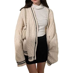 The Y2K Women's Long Sleeve Cardigan Open FrontVintage Sweater Star Knitwear Coat Cardigan Coat Fall Outwear (Beige, L)