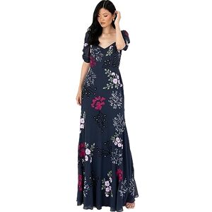 Maya Deluxe Women's Maxi Dress Ladies Embroidered Sweetheart Neckline Ruched Sleeves for Wedding Guest Bridesmaid Prom Ball Gown, Navy, 22 Maya Deluxe Women's Maxi Dress Ladies Embroidered Sweetheart Neckline Ruched Sleeves for Wedding Guest Bridesmaid Prom Ball Gown, Navy, 22