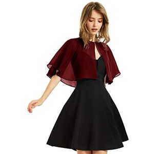 BUCUXE Women's Soft Chiffon Shawl Wraps Shrug for Evening Dress Wedding Cape Bolero Flapper Cover Up, Deep Wine Red, One Size BUCUXE Women's Soft Chiffon Shawl Wraps Shrug for Evening Dress Wedding Cape Bolero Flapper Cover Up, Deep Wine Red, One Size