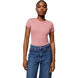 TOMMY JEANS Womens Tjw Slim Essential Rib Ext Dw0dw17383 S/S T-Shirt, Pink (Tahiti Berry), XL UK TOMMY JEANS Womens Tjw Slim Essential Rib Ext Dw0dw17383 S/S T-Shirt, Pink (Tahiti Berry), XL UK