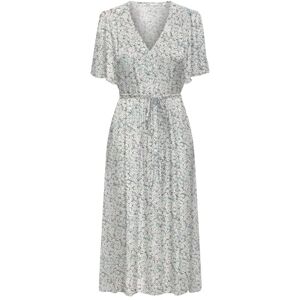 ONLY Women's Onlhalia Life S/S WVN Noos Summer midi Dress with Short Sleeves and V-Neck, Gray Mist, XL ONLY Women's Onlhalia Life S/S WVN Noos Summer midi Dress with Short Sleeves and V-Neck, Gray Mist, XL