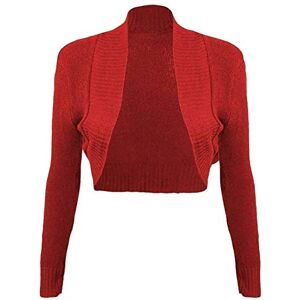 Wholesaler New Womens Ladies Long Sleeve Lurex Knitted Bolero Shrug Cardigan TOP Size 8-24 Red