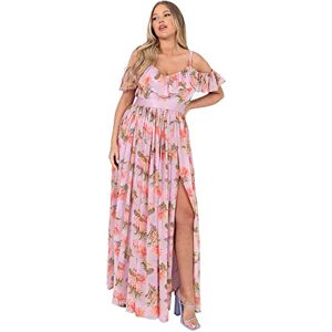 Anaya with Love Women's Womens Maxi for Ladies Slit Split Cold Shoulder Bardot V Neckline Tie Belt Tropical Dress, Lilac, 14 UK Anaya with Love Women's Womens Maxi for Ladies Slit Split Cold Shoulder Bardot V Neckline Tie Belt Tropical Dress, Lilac, 14 UK