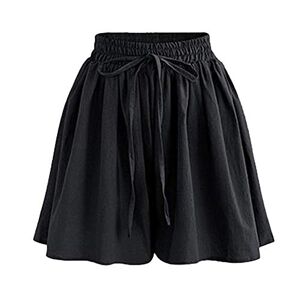 VERYCO Women Wide Leg Shorts Elastic High Waisted Casual Loose A Line Culotte Shorts Plus Size (Black, UK 22 / Tag 6XL)