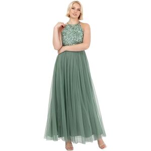 Maya Deluxe Women's Ladies Bridesmaid Maxi Dress Halter Neck Sequin Embellished Prom Graduation Wedding, Deep Mint, 22 Maya Deluxe Women's Ladies Bridesmaid Maxi Dress Halter Neck Sequin Embellished Prom Graduation Wedding, Deep Mint, 22