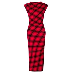 Joe Browns Women's Cowl Neck Flocked Check Jersey Bodycon Midi Dress, Red, 18 Joe Browns Women's Cowl Neck Flocked Check Jersey Bodycon Midi Dress, Red, 18