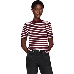 Tommy Hilfiger Women’s Short Sleeve Mock Neck Slim Cody Crop T-Shirt, Multicolor (Breton STP Deep Rouge/Ecru), S Tommy Hilfiger Women’s Short Sleeve Mock Neck Slim Cody Crop T-Shirt, Multicolor (Breton STP Deep Rouge/Ecru), S