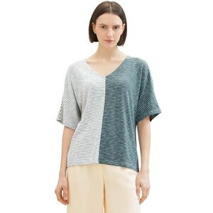 TOM TAILOR Women's T-Shirt, 34838 Green Offwhite Thin Stripe, Large TOM TAILOR Women's T-Shirt, 34838 Green Offwhite Thin Stripe, Large