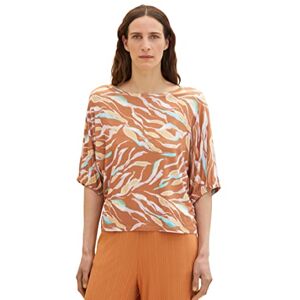 TOM TAILOR Women's 1036792 T-Shirt with Pattern, 31758-Brown Abstract Leaf Design, Large TOM TAILOR Women's 1036792 T-Shirt with Pattern, 31758-Brown Abstract Leaf Design, Large