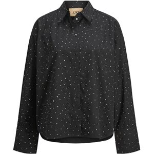 JACK & JONES JJXX Women's Jxlisa Sivas LS Shine Shirt WVN, Black/Detail:Silver Rinestone, XL JACK & JONES JJXX Women's Jxlisa Sivas LS Shine Shirt WVN, Black/Detail:Silver Rinestone, XL