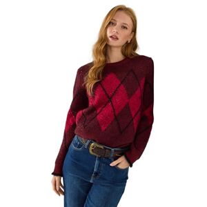 Joe Browns Women's Crew Neck Argyle Jumper, Regular, Red, UK 10 Joe Browns Women's Crew Neck Argyle Jumper, Regular, Red, UK 10