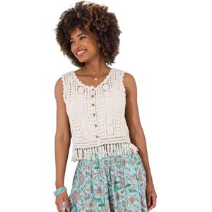 Joe Browns Women's Fashion Neutral Crochet Tassel Waistcoat, Regular Fit, Beige, Large (UK 16-18) Joe Browns Women's Fashion Neutral Crochet Tassel Waistcoat, Regular Fit, Beige, Large (UK 16-18)
