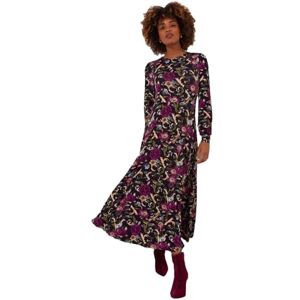 Joe Browns Women's Petite Winter Floral Pleated Skirt Puff Sleeve Midi Jersey Dress, Regular, Purple, UK 8 Petite Joe Browns Women's Petite Winter Floral Pleated Skirt Puff Sleeve Midi Jersey Dress, Regular, Purple, UK 8 Petite
