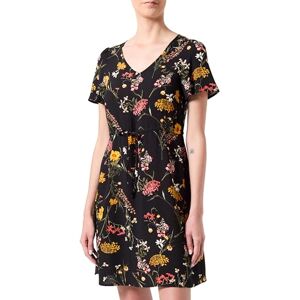 VERO MODA Women's Vmeasy Joy SS Short Dress WVN Ga Summer, Black/AOP: Vicka, S VERO MODA Women's Vmeasy Joy SS Short Dress WVN Ga Summer, Black/AOP: Vicka, S