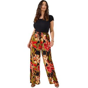 Joe Browns Women's Tropical Floral Print Elasticated Waist Wide Leg Trousers, Regular, Black, UK 14 Joe Browns Women's Tropical Floral Print Elasticated Waist Wide Leg Trousers, Regular, Black, UK 14