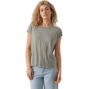 VERO MODA Women's VMAVA Plain SS TOP Stripe GA JRS NOOS T-Shirt, Laurel Wreath/Stripes:Pristine, L VERO MODA Women's VMAVA Plain SS TOP Stripe GA JRS NOOS T-Shirt, Laurel Wreath/Stripes:Pristine, L