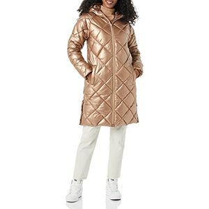 Amazon Essentials Women's Heavyweight Diamond Quilted Knee-Length Hooded Puffer Winter Coat, Metallic Taupe, S Amazon Essentials Women's Heavyweight Diamond Quilted Knee-Length Hooded Puffer Winter Coat, Metallic Taupe, S