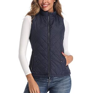 LONGKING LK Women's Padded Vest, Stand Collar Lightweight Zip Quilted Gilet Dark Blue L LONGKING LK Women's Padded Vest, Stand Collar Lightweight Zip Quilted Gilet Dark Blue L