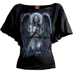 Spiral Grieving Angel Boat Neck Bat Sleeve Top Black L Spiral Grieving Angel Boat Neck Bat Sleeve Top Black L