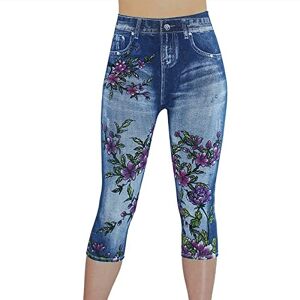 Amhomely Womens Pants Sale Clearance AMhomely Cropped Jeggings for Women UK Ladies Capri Stretchy Knitted Fake Jeans Denim Leggings Capris Yoga Workout Sweatpants Active Trackuit Bottoms Home Workout Casual Trousers Cycling Leggings Light Blue M