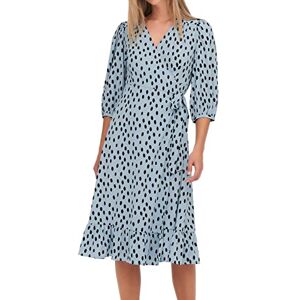 ONLY Womens Olivia Wrap Dress Blue Fog L ONLY Womens Olivia Wrap Dress Blue Fog L