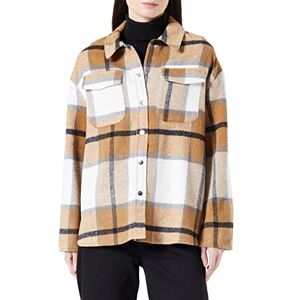 ONLY Women's Onlmaci L/S Shacket CC PNT Shirt Jacket, Cloud Dancer/Checks: Chipmunk/Black, S ONLY Women's Onlmaci L/S Shacket CC PNT Shirt Jacket, Cloud Dancer/Checks: Chipmunk/Black, S
