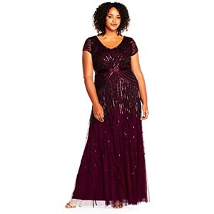 Adrianna Papell womens092868950Long Beaded V-Neck Dress with Cap Sleeves and Waistband Short-Sleeve Dress red 12 Adrianna Papell womens092868950Long Beaded V-Neck Dress with Cap Sleeves and Waistband Short-Sleeve Dress red 12