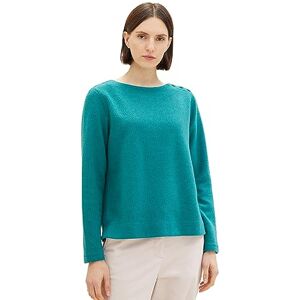 TOM TAILOR Women's 1034620 Sweatshirt with Button Placket, 32402-Ever Green Melange, XXL TOM TAILOR Women's 1034620 Sweatshirt with Button Placket, 32402-Ever Green Melange, XXL