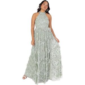 Maya Deluxe Women's Maxi Dress Ladies Halterneck Sleeveless Sage Sequin Embellished Ruffles Split Slit A-line Evening Ball Gown Green Lily 8 Maya Deluxe Women's Maxi Dress Ladies Halterneck Sleeveless Sage Sequin Embellished Ruffles Split Slit A-line Evening Ball Gown Green Lily 8