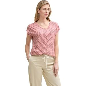 TOM TAILOR Women's 1042898 T-Shirt, 38647-Red Beige Structure Stripe, XS TOM TAILOR Women's 1042898 T-Shirt, 38647-Red Beige Structure Stripe, XS