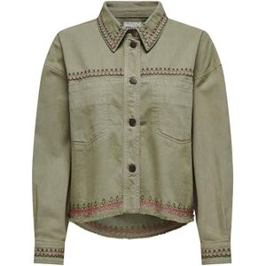 ONLY Women's Onlprime L/S Emb Shacket PNT Shirt Jacket, Green, XL ONLY Women's Onlprime L/S Emb Shacket PNT Shirt Jacket, Green, XL