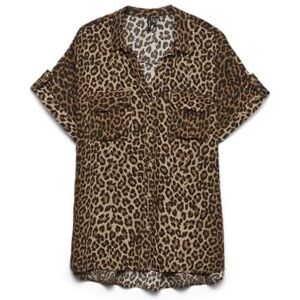 VERO MODA Women's Vmbumpy SS Shirt AOP WVN Ga Noos, Silver Mink, M VERO MODA Women's Vmbumpy SS Shirt AOP WVN Ga Noos, Silver Mink, M