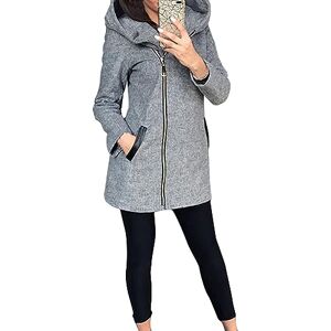 RLEHJN Long Hoodie Women UK Sale Clearance Long Coat for Women Fleece Jackets Full Zip Longline Hooded Sweatshirt Tops Oversized Solid Color Jumper Winter Sweater Casual Outerwear with Pocket