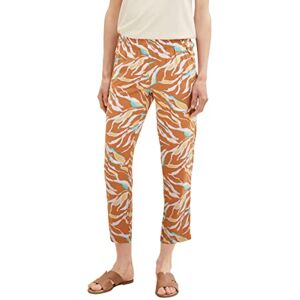 TOM TAILOR Women's 1036632 Loose fit Fabric Trousers, 31758-Brown Abstract Leaf Design, 36W x 28L TOM TAILOR Women's 1036632 Loose fit Fabric Trousers, 31758-Brown Abstract Leaf Design, 36W x 28L
