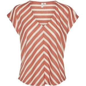 VERO MODA Women's Vmmanika S/S V-Neck T-Shirt JRS BTQ, Burnt Sienna/Stripes: Pristine & Lurex, M VERO MODA Women's Vmmanika S/S V-Neck T-Shirt JRS BTQ, Burnt Sienna/Stripes: Pristine & Lurex, M