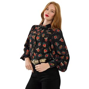 Joe Browns Women's Georgette Heart Blouse, Regular, Black, UK 8 Joe Browns Women's Georgette Heart Blouse, Regular, Black, UK 8
