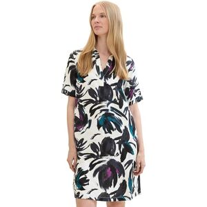 TOM TAILOR Women's Linen Dress with Polo Collar, 35285 Dark Blue Floral Design, 18 TOM TAILOR Women's Linen Dress with Polo Collar, 35285 Dark Blue Floral Design, 18