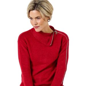 Joe Browns Women's Edgy Oversized Collar Zip Jumper Sweater, Red, 12 Joe Browns Women's Edgy Oversized Collar Zip Jumper Sweater, Red, 12