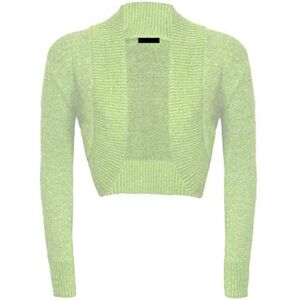 REAL LIFE FASHION LTD Women Plain Knitted Open Front Bolero Cardigan Ladies Long Sleeve Lurex Bolero Shrug Lime Green