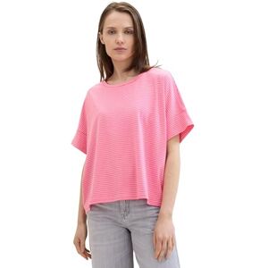 TOM TAILOR Women's Basic Boxy T-Shirt with Stripes, 35346 Pink Offwhite Stripe, M TOM TAILOR Women's Basic Boxy T-Shirt with Stripes, 35346 Pink Offwhite Stripe, M
