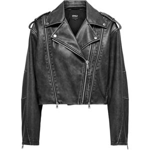 ONLY Women's ONLCASEY Faux Leather Washed Biker OTW Jacket, Phantom/Detail:Washed, L ONLY Women's ONLCASEY Faux Leather Washed Biker OTW Jacket, Phantom/Detail:Washed, L