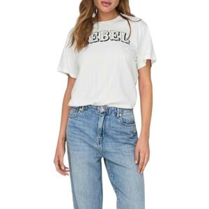 ONLY Onldolla Life S/S Studs Top Box JRS, Cloud Dancer/Print: Rebel, Large ONLY Onldolla Life S/S Studs Top Box JRS, Cloud Dancer/Print: Rebel, Large