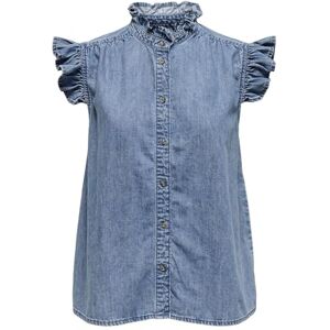 ONLY Women's Onlshania S/L Frill DNM Shirt AKM, Medium Blue (Medium Blue Denim), S ONLY Women's Onlshania S/L Frill DNM Shirt AKM, Medium Blue (Medium Blue Denim), S
